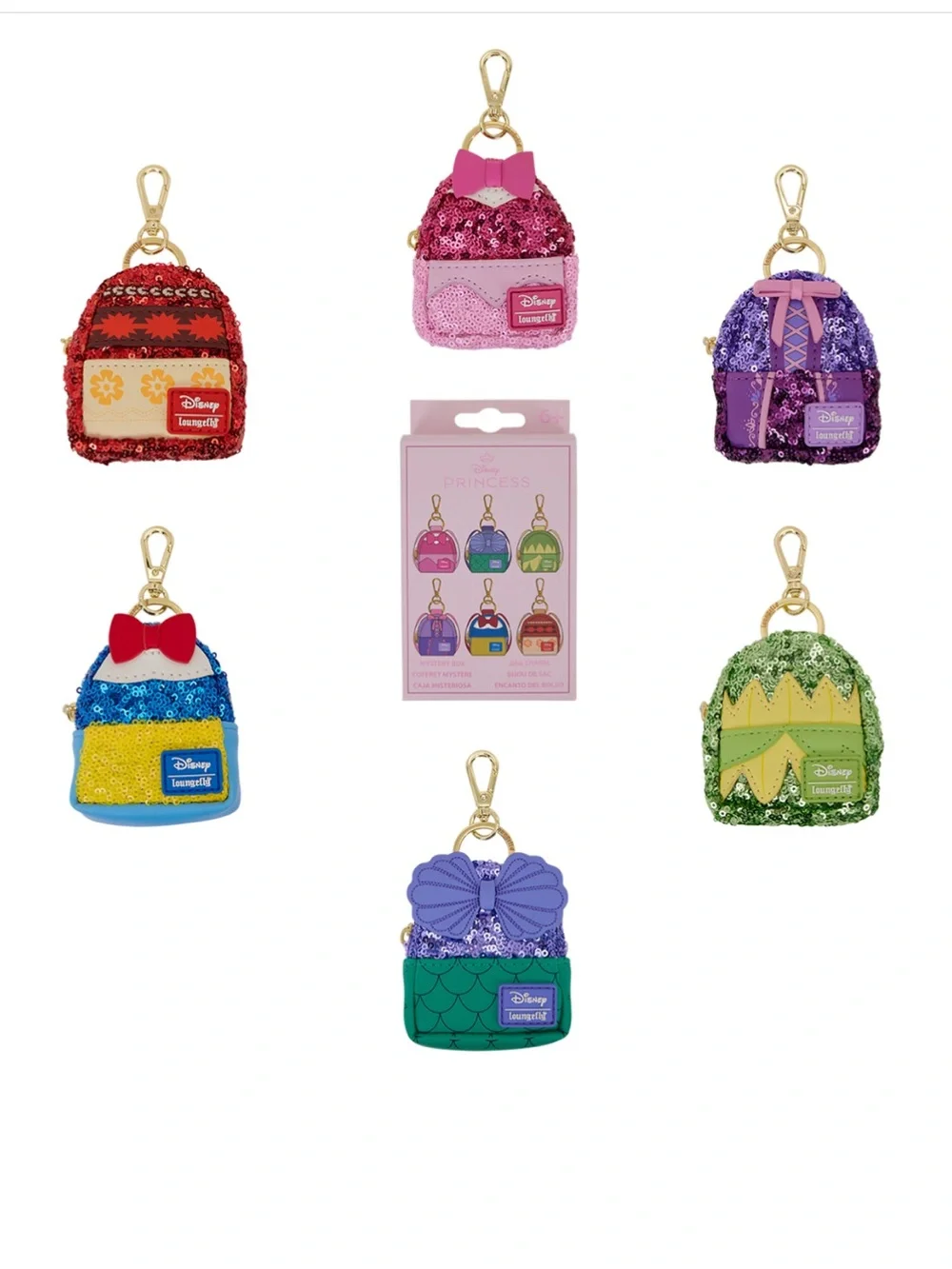 Loungefly Disney Princess Mystery Box Sequin Backpack Keychain